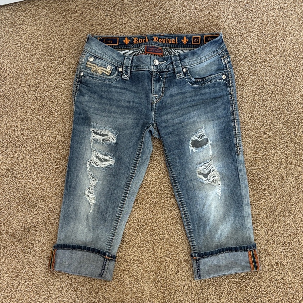 Rock Revival Women's Faded Blue Cropped Jeans